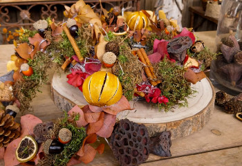 Atelier couronne d'automne à la Serre des Ateliers des Fermes de Gally
