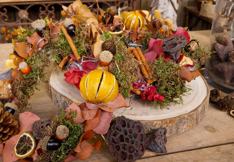 Atelier couronne d'automne à la Serre des Ateliers des Fermes de Gally